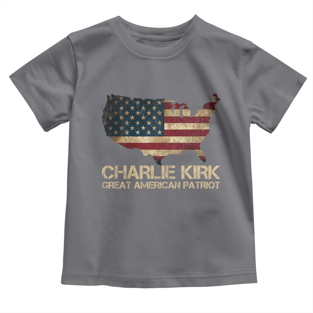 Charlie Kirk Toddler T Shirt Great American Patriot USA Flag TS10 Charcoal Print Your Wear