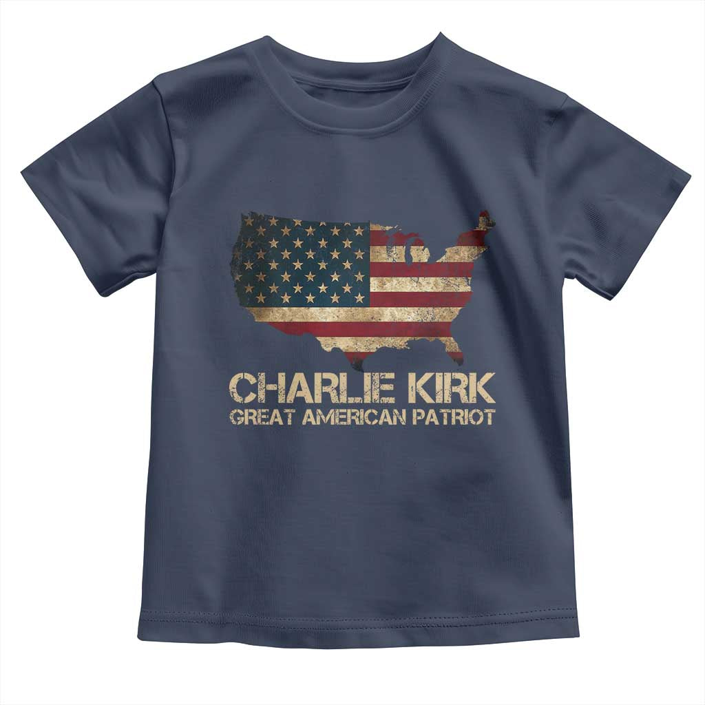 Charlie Kirk Toddler T Shirt Great American Patriot USA Flag TS10 Navy Print Your Wear