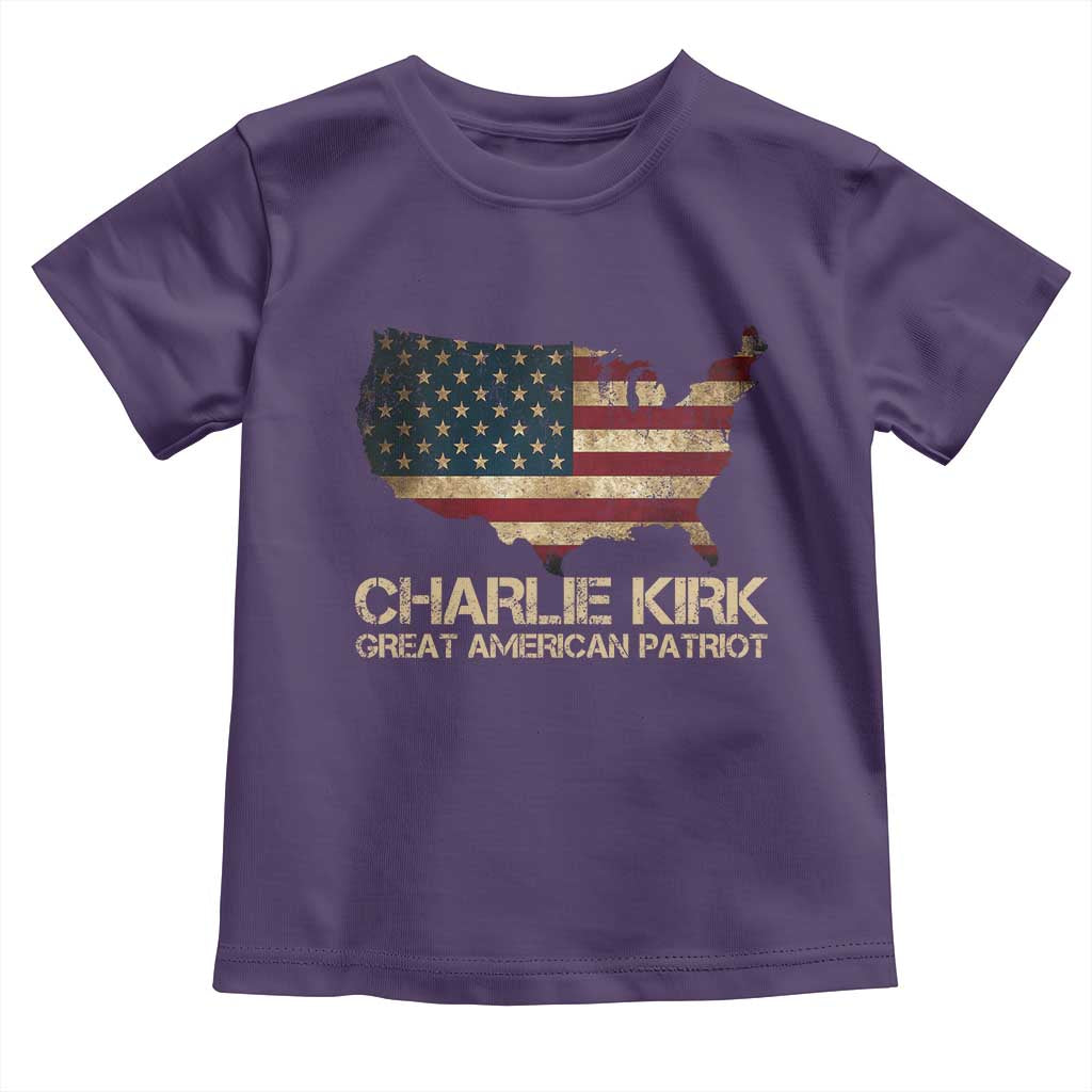 Charlie Kirk Toddler T Shirt Great American Patriot USA Flag TS10 Purple Print Your Wear