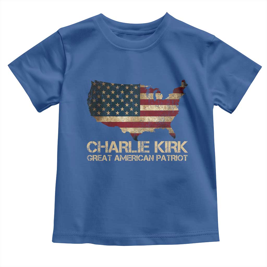 Charlie Kirk Toddler T Shirt Great American Patriot USA Flag TS10 Royal Blue Print Your Wear
