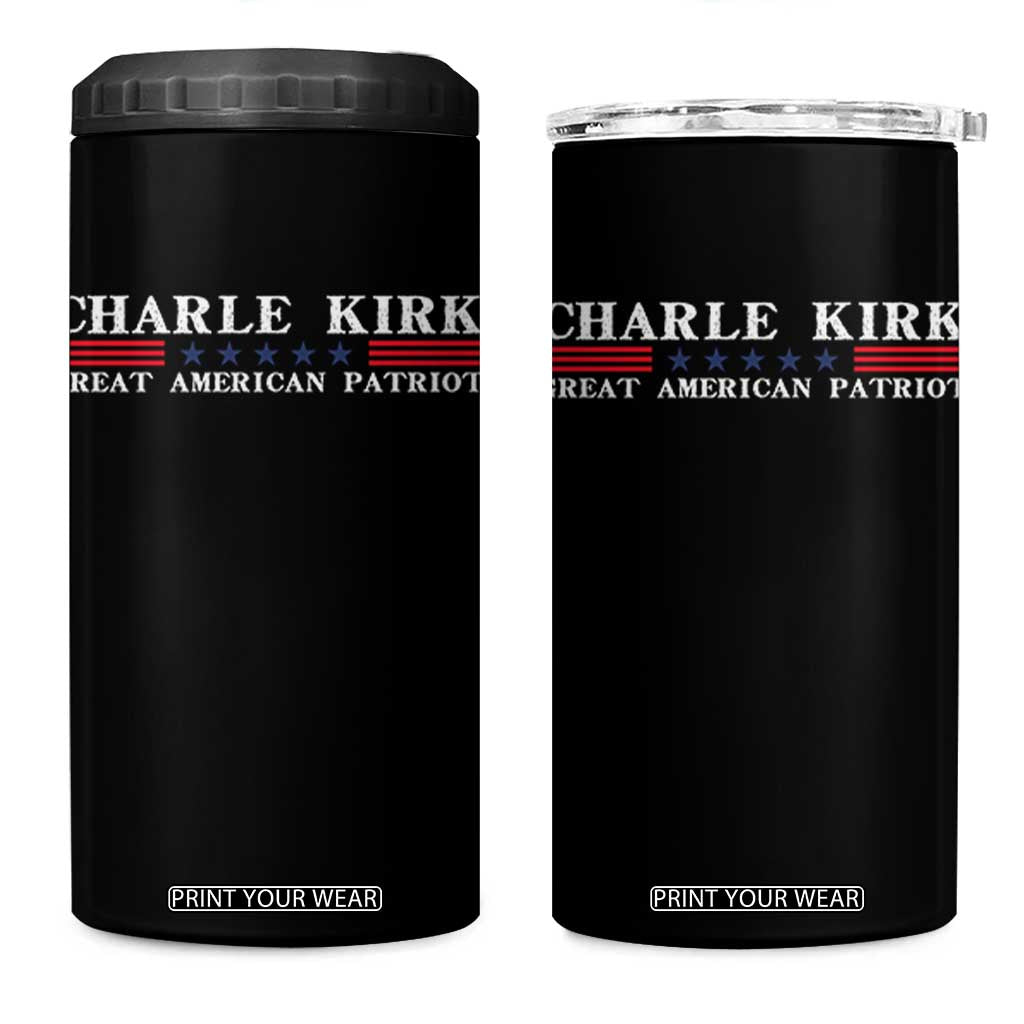 Charlie Kirk 4 in 1 Can Cooler Tumbler Great American Patriot USA Freedom Conservative TS10 One Size: 16 oz Black Print Your Wear