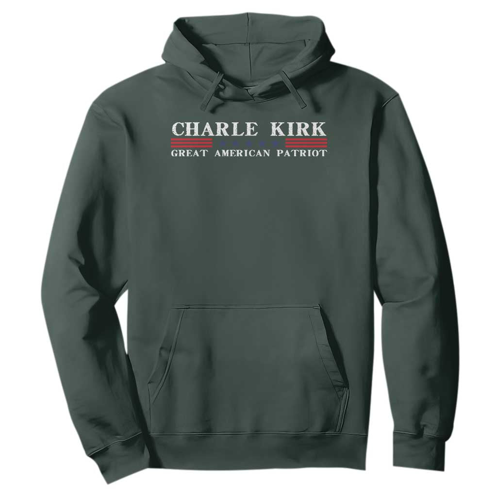 Charlie Kirk Hoodie Great American Patriot USA Freedom Conservative TS10 Dark Forest Green Print Your Wear
