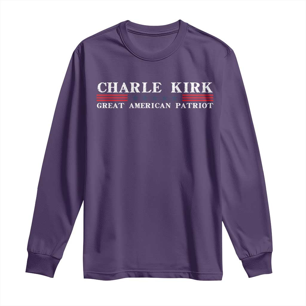 Charlie Kirk Long Sleeve Shirt Great American Patriot USA Freedom Conservative TS10 Purple Print Your Wear