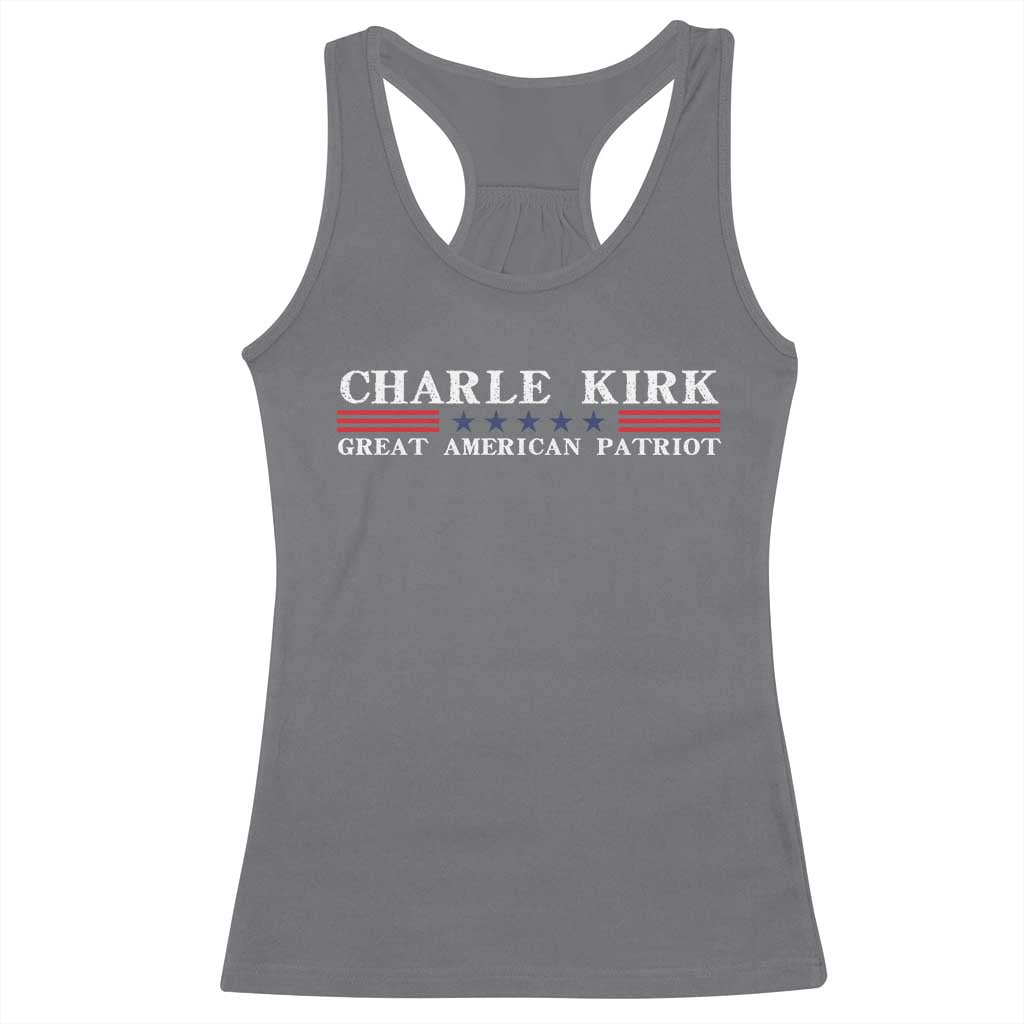 Charlie Kirk Racerback Tank Top Great American Patriot USA Freedom Conservative TS10 Charcoal Print Your Wear