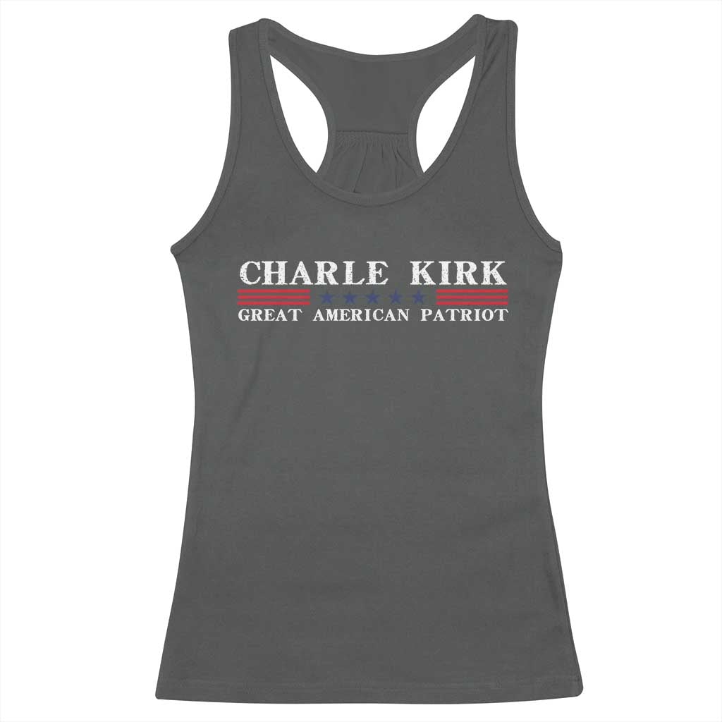 Charlie Kirk Racerback Tank Top Great American Patriot USA Freedom Conservative TS10 Dark Heather Print Your Wear