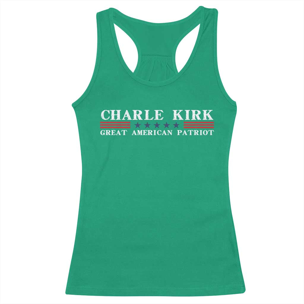Charlie Kirk Racerback Tank Top Great American Patriot USA Freedom Conservative TS10 Irish Green Print Your Wear