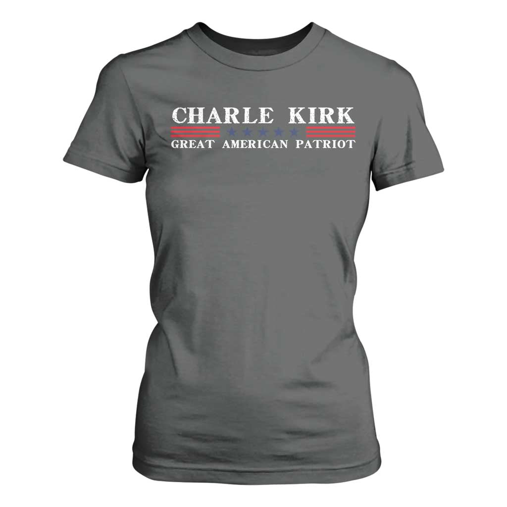 Charlie Kirk T Shirt For Women Great American Patriot USA Freedom Conservative TS10 Dark Heather Print Your Wear
