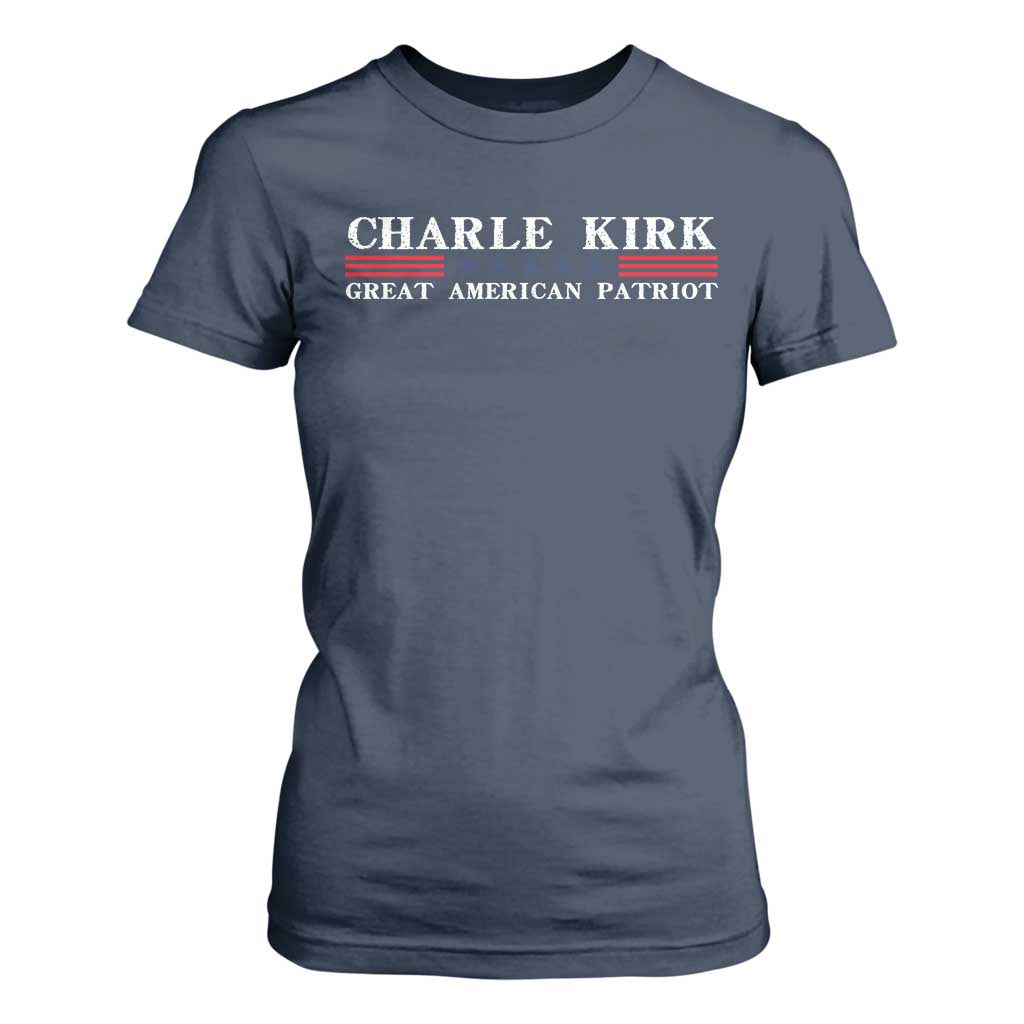 Charlie Kirk T Shirt For Women Great American Patriot USA Freedom Conservative TS10 Navy Print Your Wear