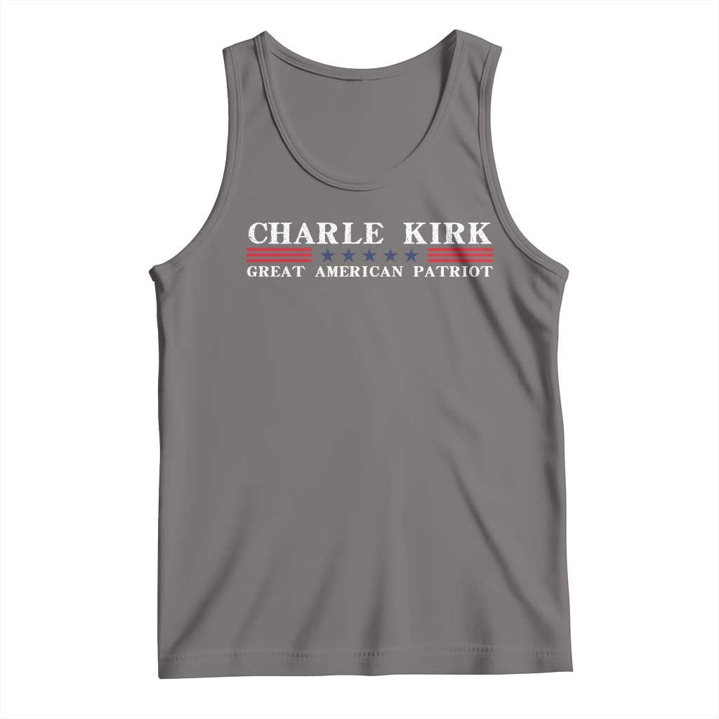 Charlie Kirk Tank Top Great American Patriot USA Freedom Conservative TS10 Deep Heather Print Your Wear