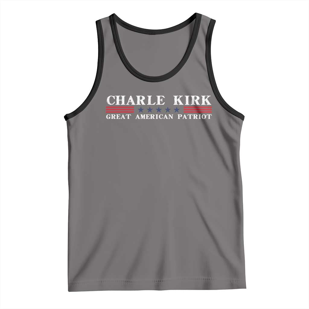 Charlie Kirk Tank Top Great American Patriot USA Freedom Conservative TS10 Deep Heather Black Print Your Wear