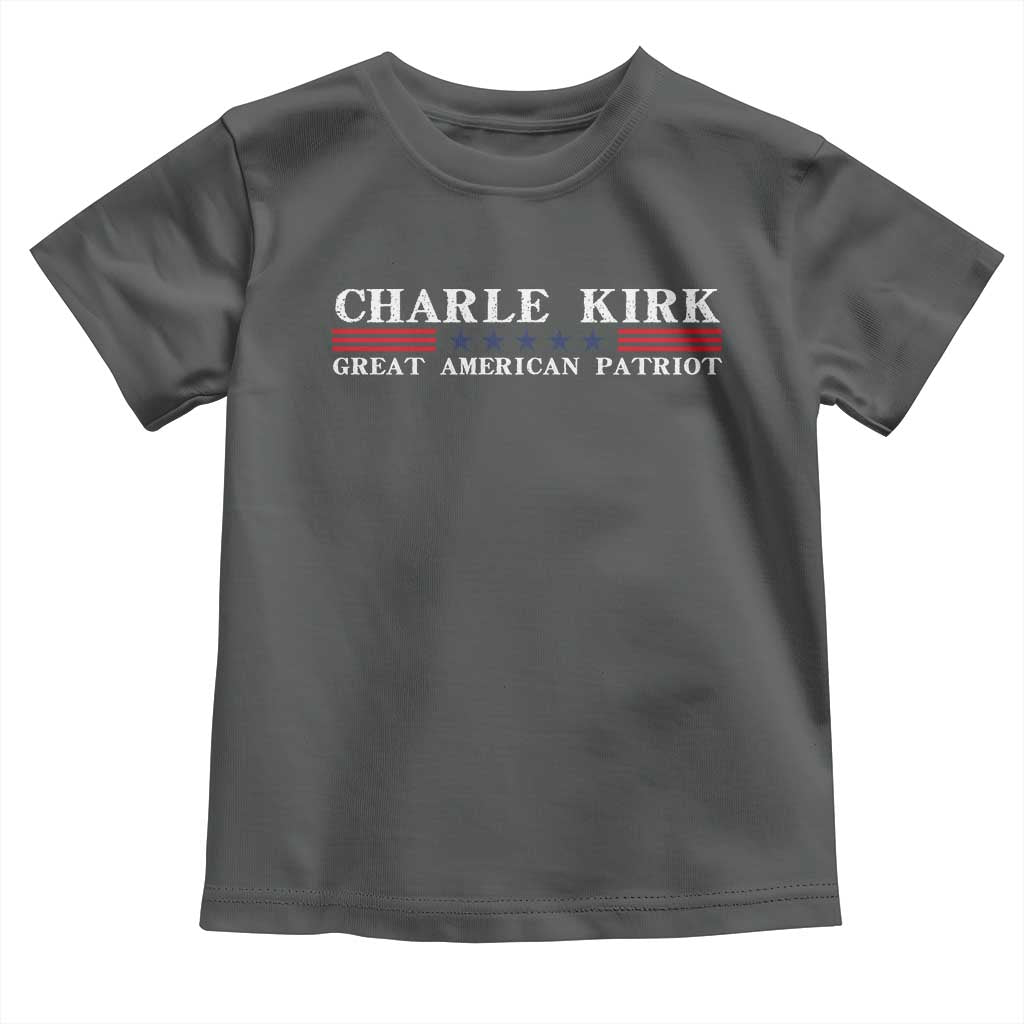 Charlie Kirk Toddler T Shirt Great American Patriot USA Freedom Conservative TS10 Dark Heather Print Your Wear