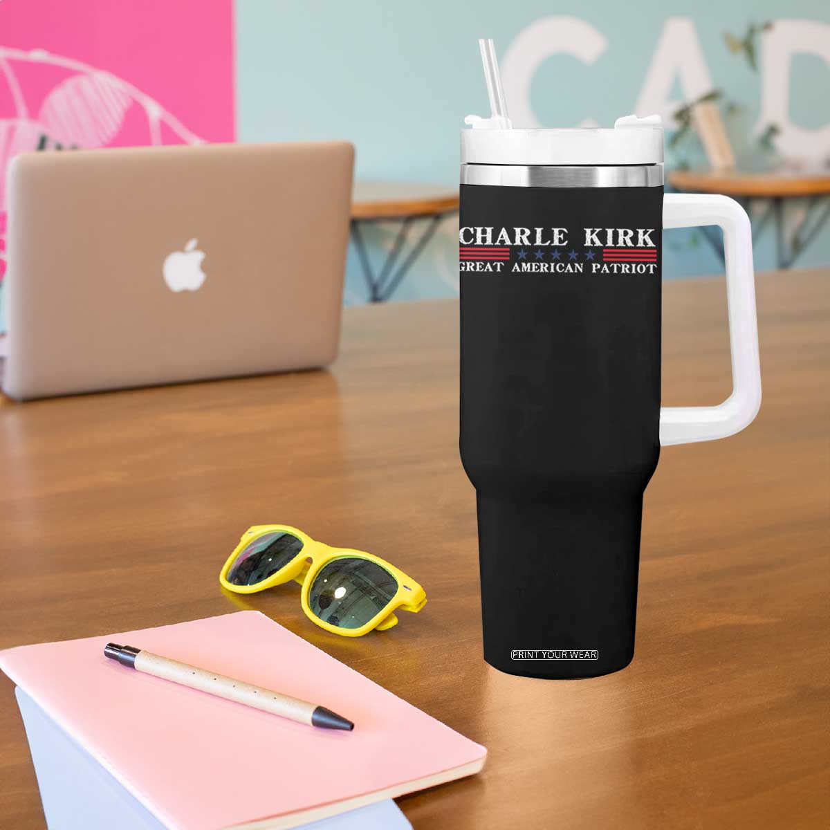 Charlie Kirk Tumbler With Handle Great American Patriot USA Freedom Conservative TS10 Print Your Wear