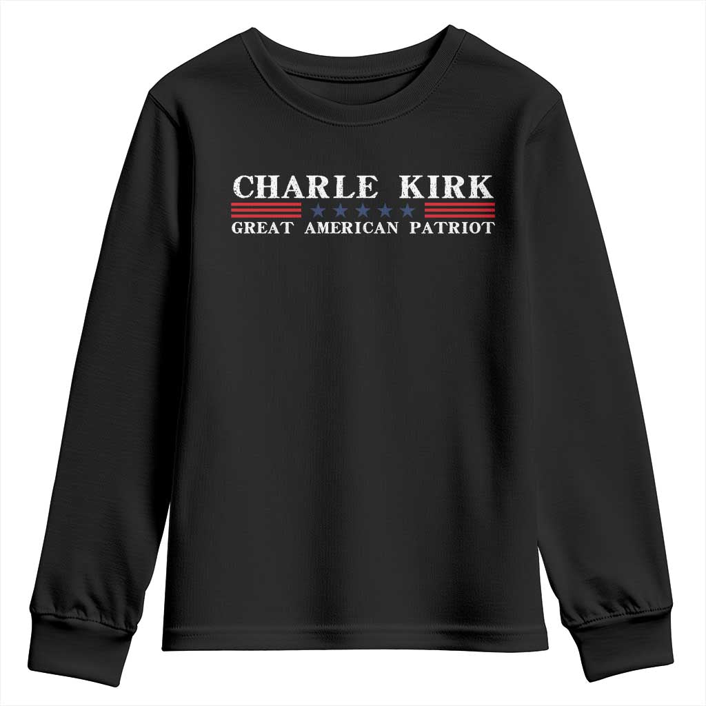 Charlie Kirk Youth Sweatshirt Great American Patriot USA Freedom Conservative TS10 Black Print Your Wear