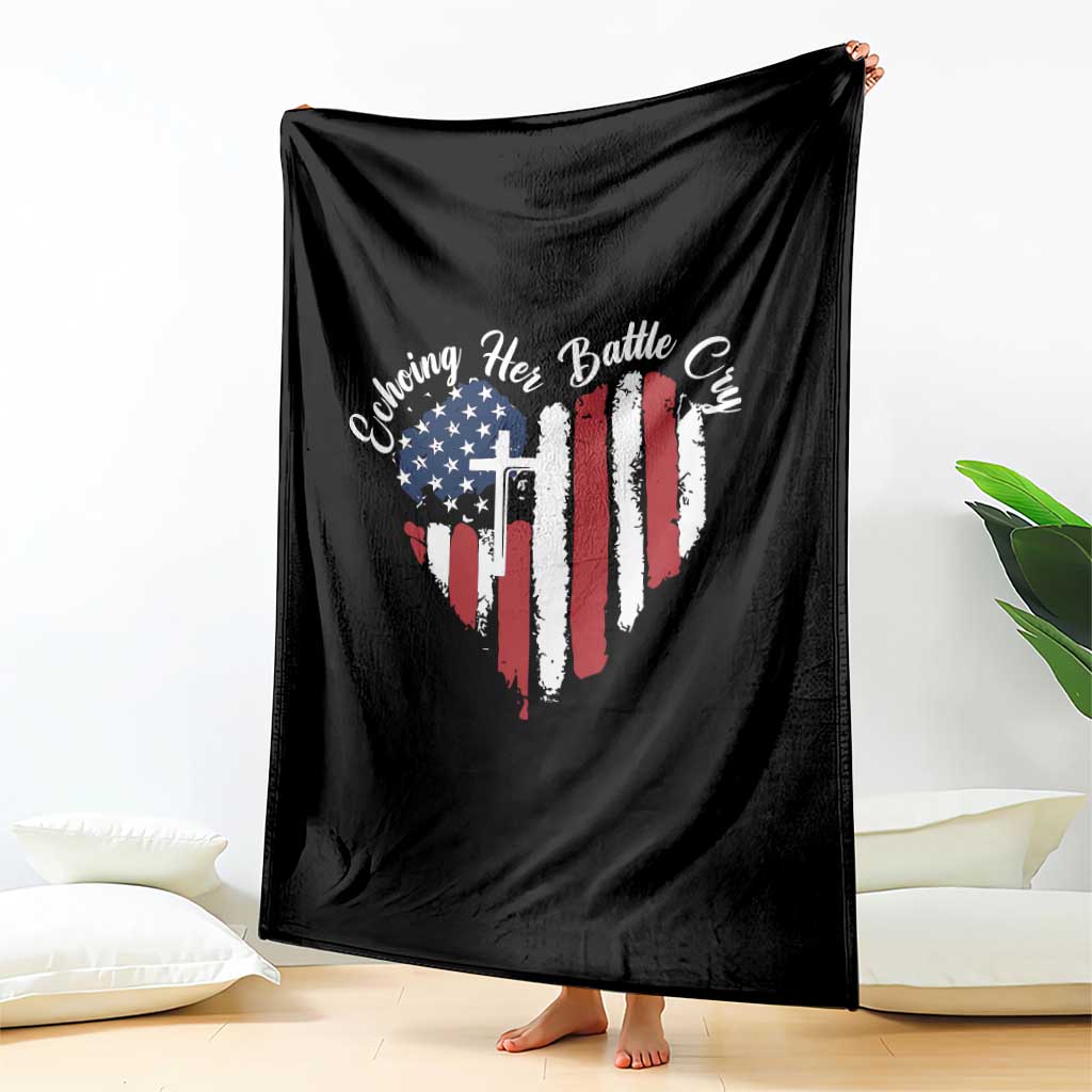 Charlie Kirk Memorial Throw Blanket Battle Cry Erika Kirk Christian USA Flag Cross TS10 Print Your Wear