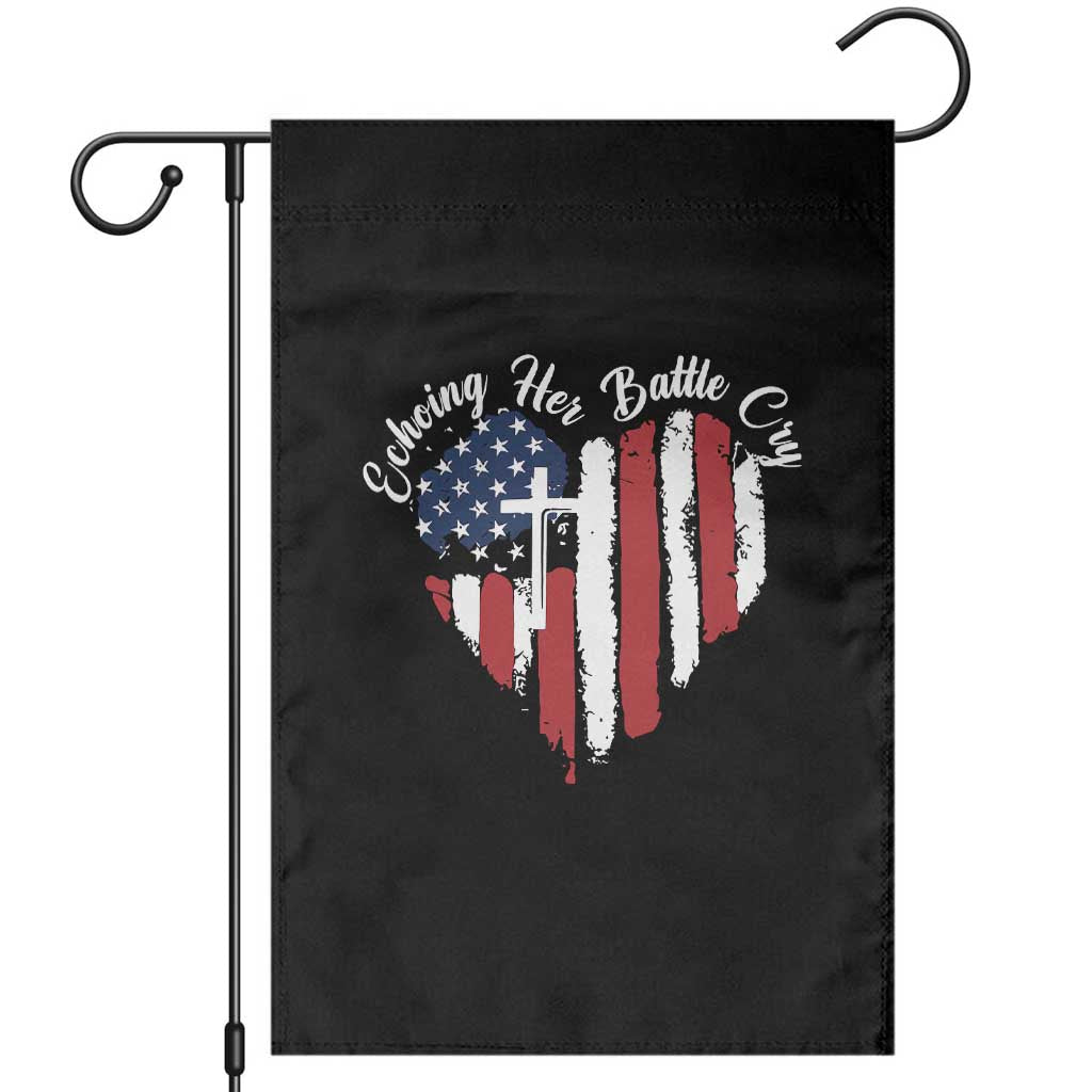 Charlie Kirk Memorial Garden Flag Battle Cry Erika Kirk Christian USA Flag Cross TS10 Black Print Your Wear