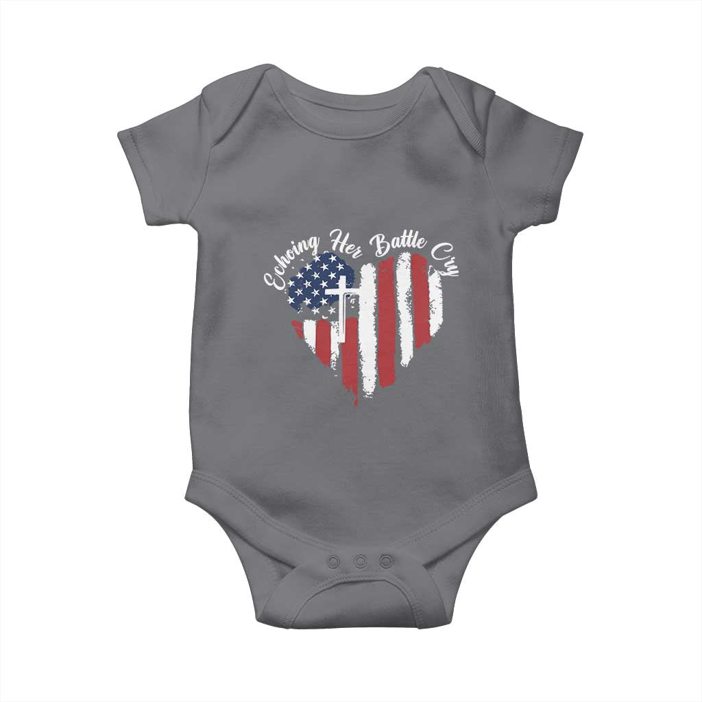 Charlie Kirk Memorial Baby Onesie Battle Cry Erika Kirk Christian USA Flag Cross TS10 Charcoal Print Your Wear