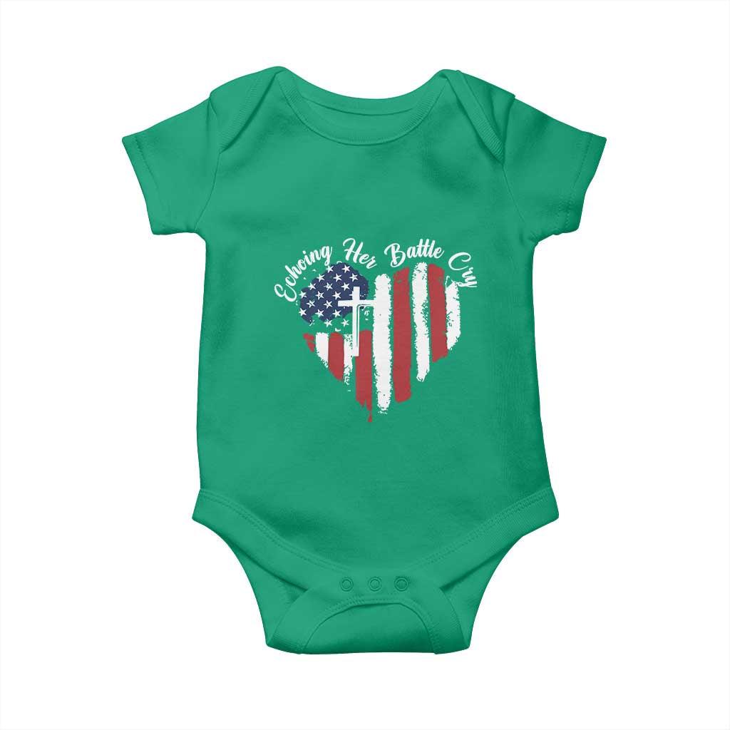 Charlie Kirk Memorial Baby Onesie Battle Cry Erika Kirk Christian USA Flag Cross TS10 Irish Green Print Your Wear