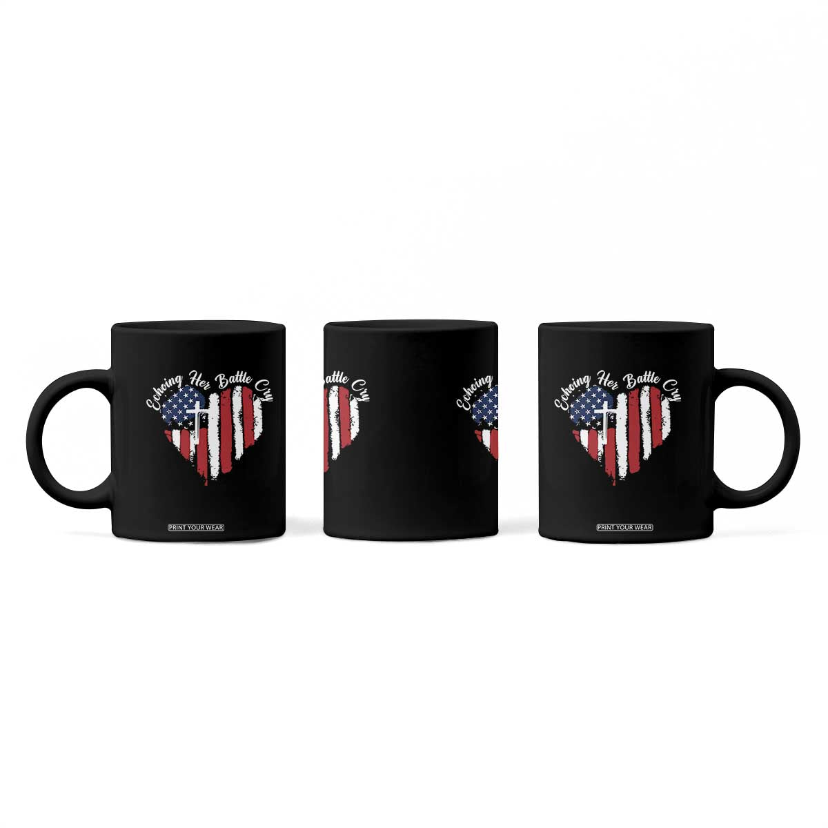 Charlie Kirk Memorial Coffee Mug Battle Cry Erika Kirk Christian USA Flag Cross TS10 Print Your Wear