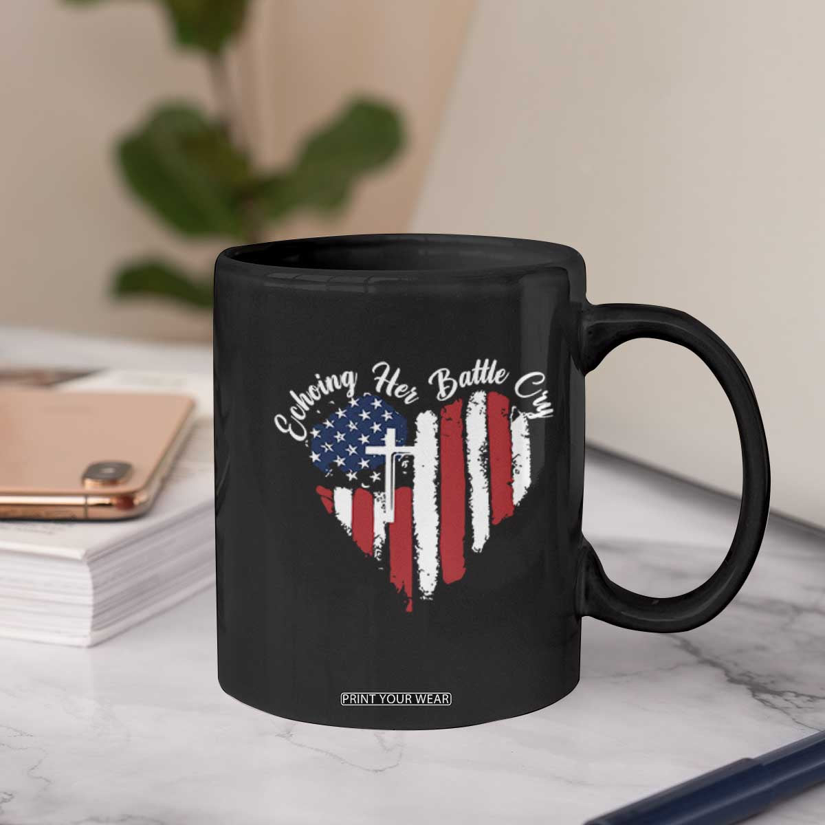 Charlie Kirk Memorial Coffee Mug Battle Cry Erika Kirk Christian USA Flag Cross TS10 Print Your Wear