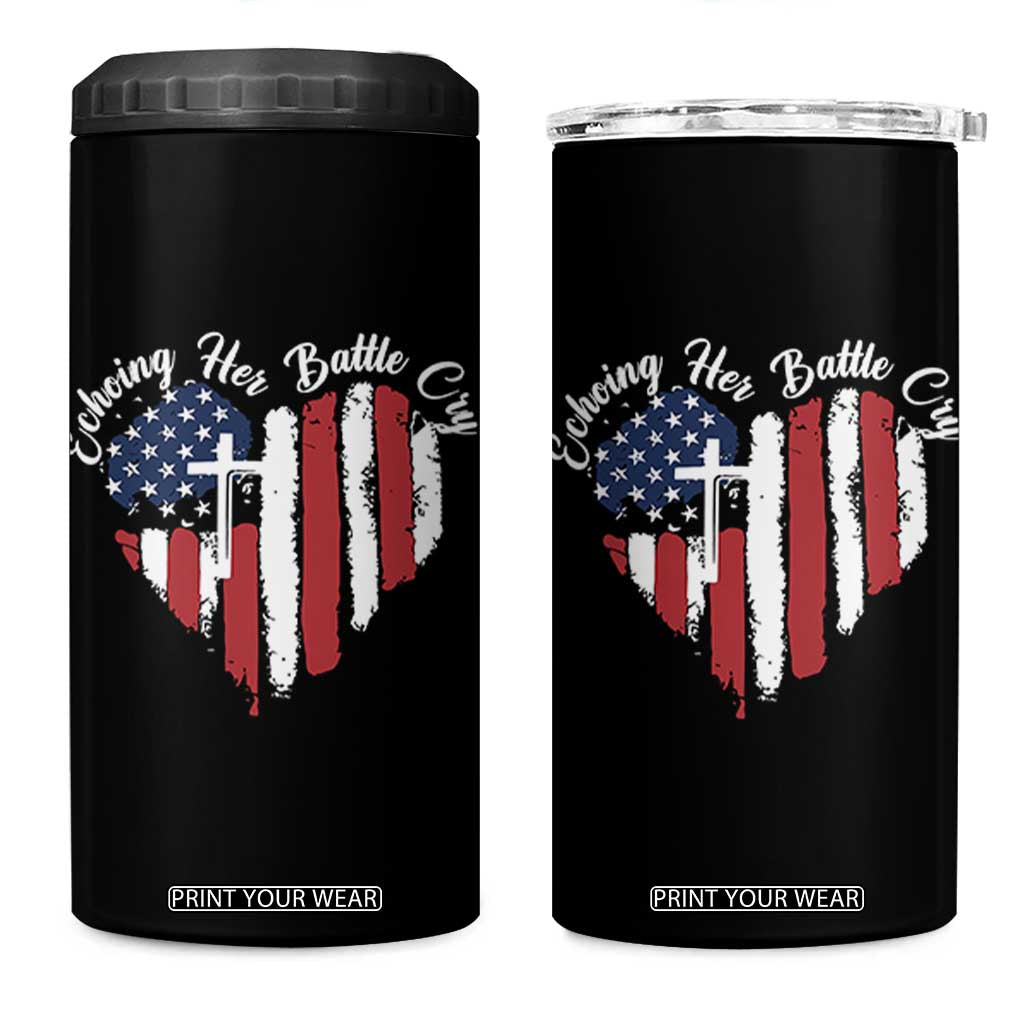 Charlie Kirk Memorial 4 in 1 Can Cooler Tumbler Battle Cry Erika Kirk Christian USA Flag Cross TS10 One Size: 16 oz Black Print Your Wear