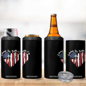 Charlie Kirk Memorial 4 in 1 Can Cooler Tumbler Battle Cry Erika Kirk Christian USA Flag Cross TS10 Print Your Wear