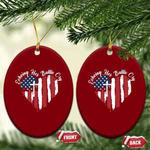 Charlie Kirk Memorial Ceramic Ornament Battle Cry Erika Kirk Christian USA Flag Cross TS10 Print Your Wear