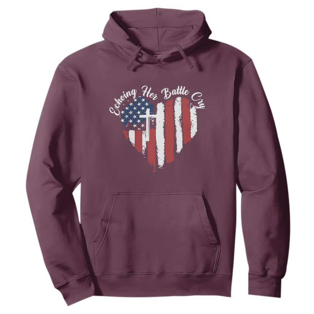 Charlie Kirk Memorial Hoodie Battle Cry Erika Kirk Christian USA Flag Cross TS10 Maroon Print Your Wear