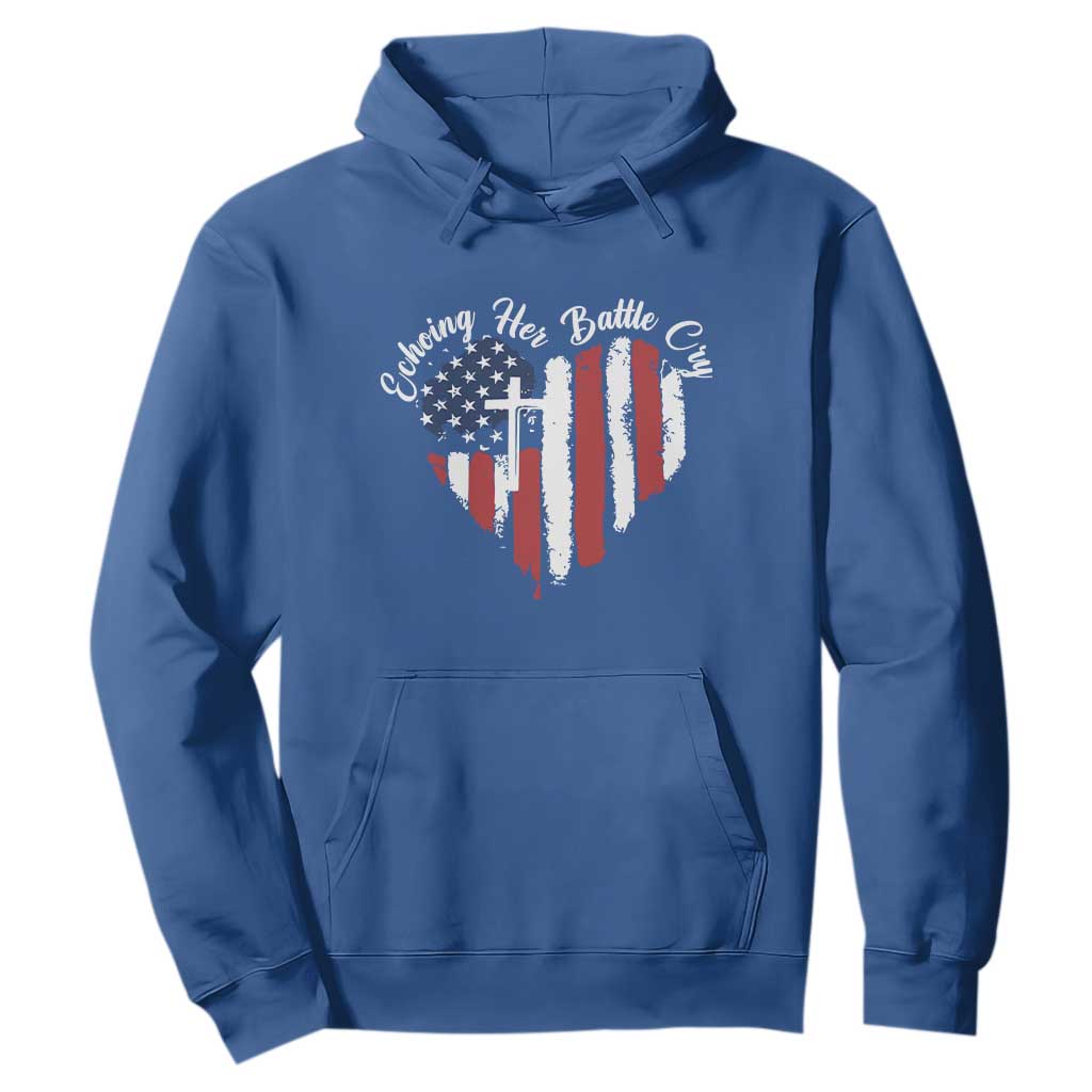 Charlie Kirk Memorial Hoodie Battle Cry Erika Kirk Christian USA Flag Cross TS10 Royal Blue Print Your Wear