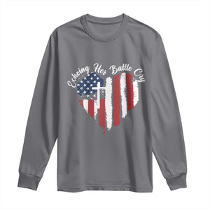 Charlie Kirk Memorial Long Sleeve Shirt Battle Cry Erika Kirk Christian USA Flag Cross TS10 Charcoal Print Your Wear