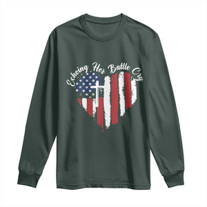 Charlie Kirk Memorial Long Sleeve Shirt Battle Cry Erika Kirk Christian USA Flag Cross TS10 Dark Forest Green Print Your Wear
