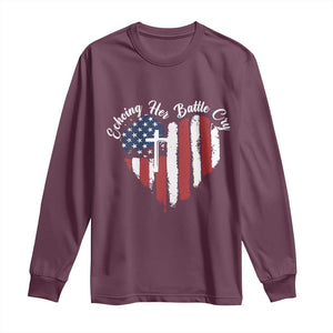 Charlie Kirk Memorial Long Sleeve Shirt Battle Cry Erika Kirk Christian USA Flag Cross TS10 Maroon Print Your Wear