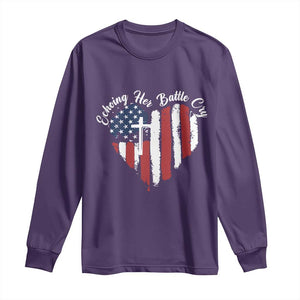 Charlie Kirk Memorial Long Sleeve Shirt Battle Cry Erika Kirk Christian USA Flag Cross TS10 Purple Print Your Wear