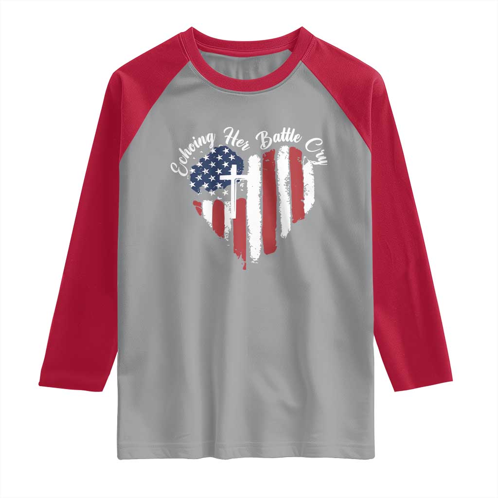 Charlie Kirk Memorial Raglan Shirt Battle Cry Erika Kirk Christian USA Flag Cross TS10 Sport Gray Red Print Your Wear