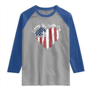 Charlie Kirk Memorial Raglan Shirt Battle Cry Erika Kirk Christian USA Flag Cross TS10 Sport Gray Royal Print Your Wear