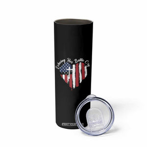 Charlie Kirk Memorial Skinny Tumbler Battle Cry Erika Kirk Christian USA Flag Cross TS10 Print Your Wear
