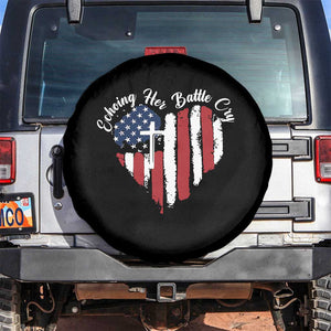 Charlie Kirk Memorial Spare Tire Cover Battle Cry Erika Kirk Christian USA Flag Cross TS10 No hole Black Print Your Wear