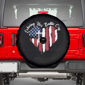 Charlie Kirk Memorial Spare Tire Cover Battle Cry Erika Kirk Christian USA Flag Cross TS10 Black Print Your Wear