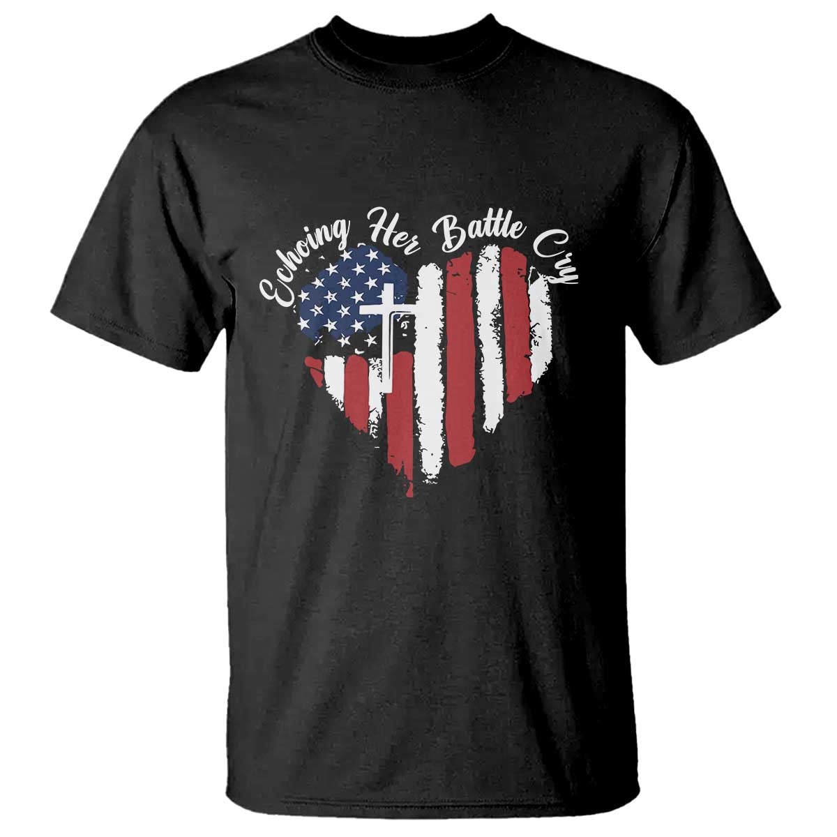 Charlie Kirk Memorial T Shirt Battle Cry Erika Kirk Christian USA Flag Cross TS10 Black Print Your Wear
