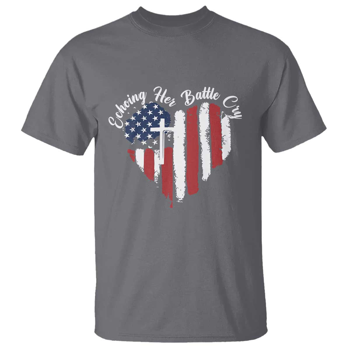 Charlie Kirk Memorial T Shirt Battle Cry Erika Kirk Christian USA Flag Cross TS10 Charcoal Print Your Wear