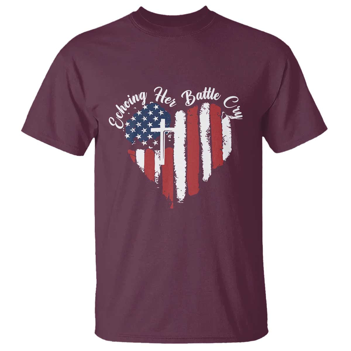 Charlie Kirk Memorial T Shirt Battle Cry Erika Kirk Christian USA Flag Cross TS10 Maroon Print Your Wear