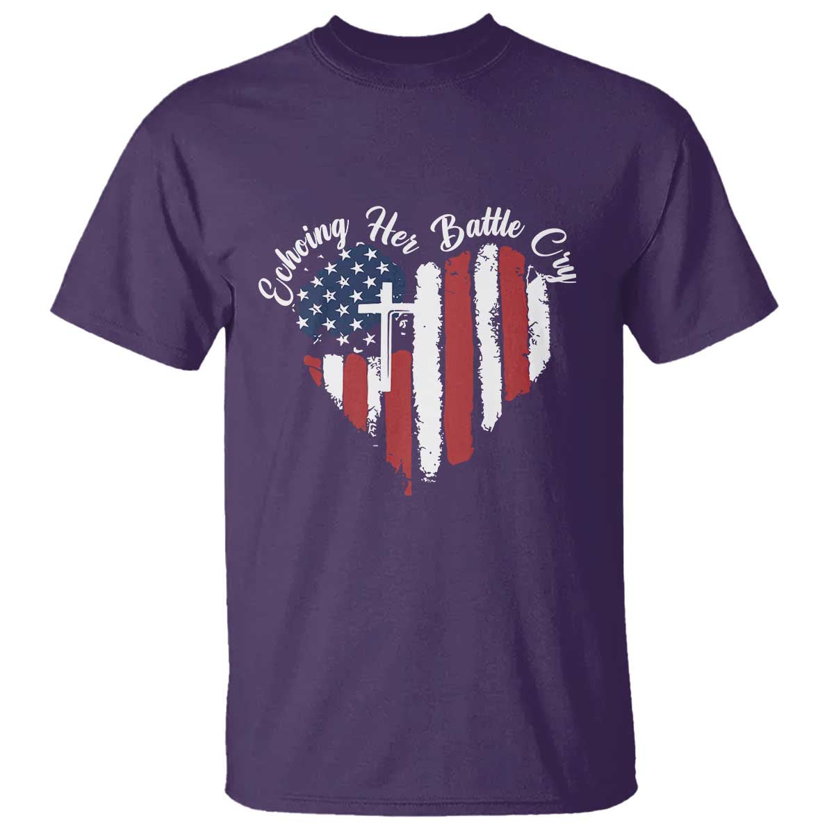Charlie Kirk Memorial T Shirt Battle Cry Erika Kirk Christian USA Flag Cross TS10 Purple Print Your Wear