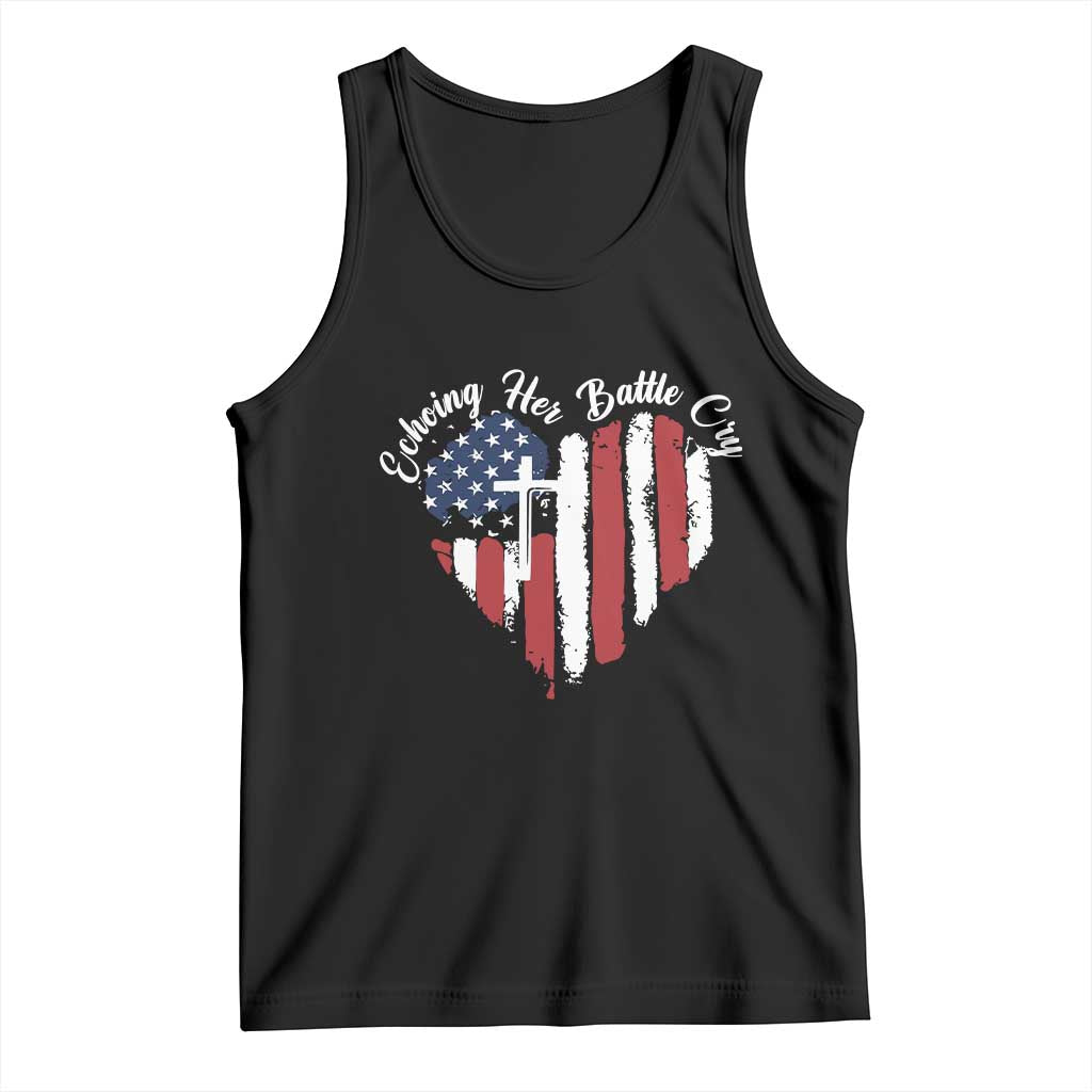 Charlie Kirk Memorial Tank Top Battle Cry Erika Kirk Christian USA Flag Cross TS10 Black Print Your Wear