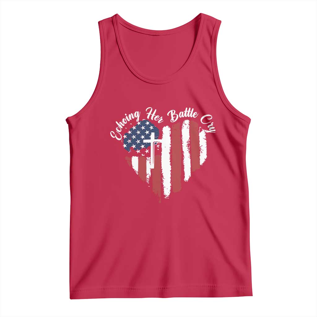 Charlie Kirk Memorial Tank Top Battle Cry Erika Kirk Christian USA Flag Cross TS10 Red Print Your Wear