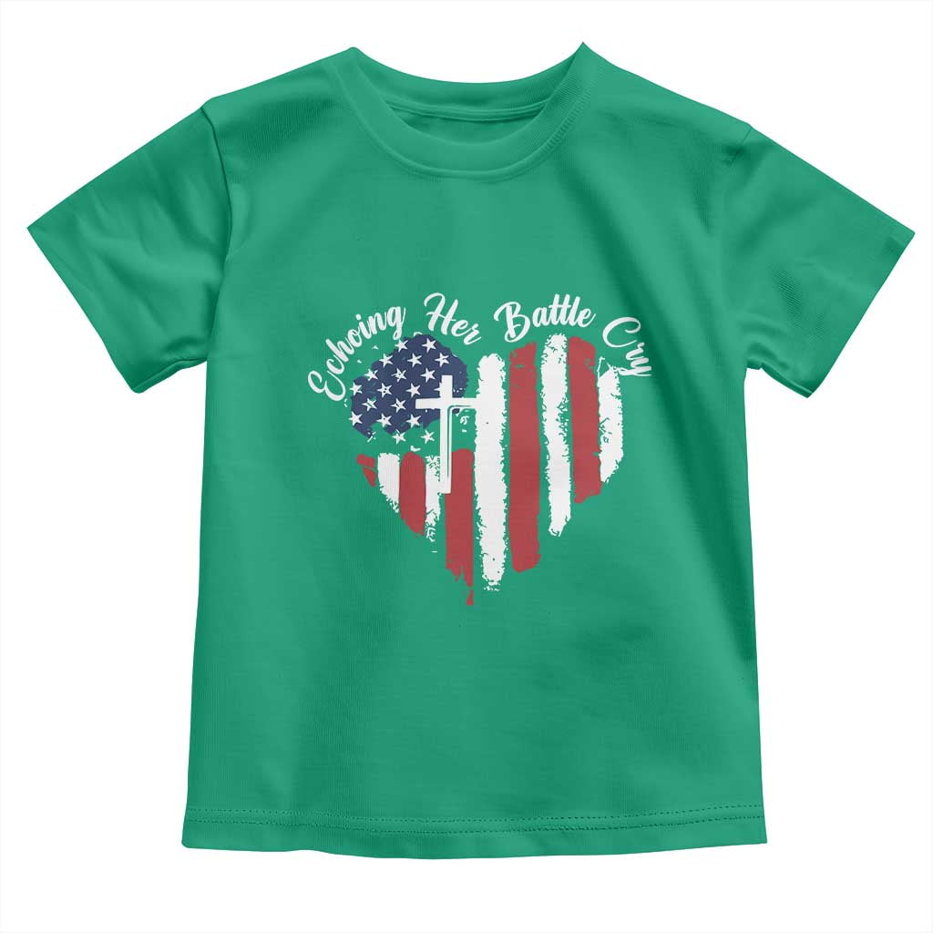 Charlie Kirk Memorial Toddler T Shirt Battle Cry Erika Kirk Christian USA Flag Cross TS10 Irish Green Print Your Wear