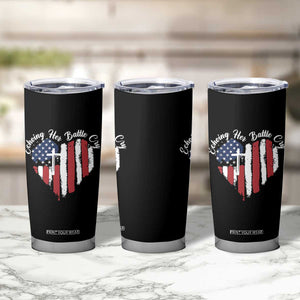 Charlie Kirk Memorial Tumbler Cup Battle Cry Erika Kirk Christian USA Flag Cross TS10 Print Your Wear