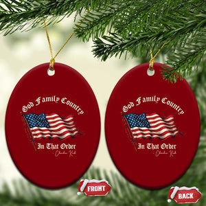 God Family Country In That Order Ceramic Ornament Charlie Kirk Patriotic Christian Vintage USA Flag TS10 Print Your Wear