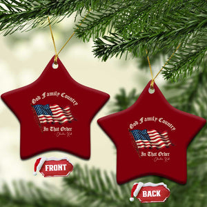 God Family Country In That Order Ceramic Ornament Charlie Kirk Patriotic Christian Vintage USA Flag TS10 Print Your Wear