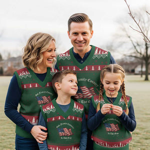 God Family Country In That Order V-Neck Knit Sweater Vest Charlie Kirk Patriotic Christian Vintage USA Flag TS10 Red Green Print Your Wear