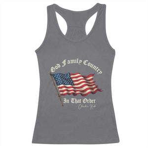 God Family Country In That Order Racerback Tank Top Charlie Kirk Patriotic Christian Vintage USA Flag TS10 Charcoal Print Your Wear