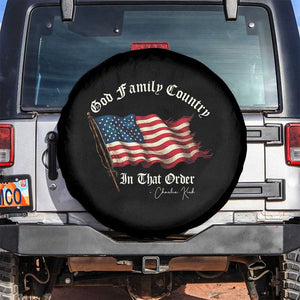 God Family Country In That Order Spare Tire Cover Charlie Kirk Patriotic Christian Vintage USA Flag TS10 No hole Black Print Your Wear